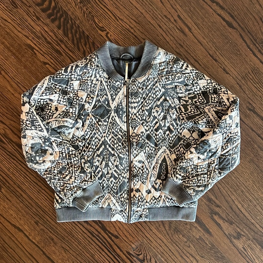 Free People Batik Quilted Bomber Jacket